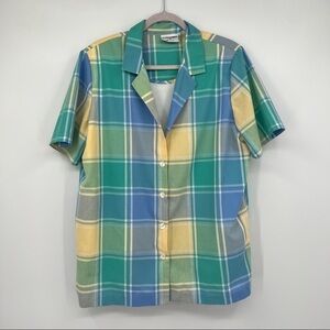 Alfred Dunner Women's Multicolor Striped Plaid Collared Buttondown Layered Shirt